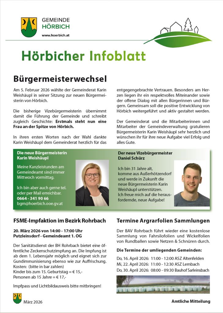 Gemeindezeitung Hörbich März 2026