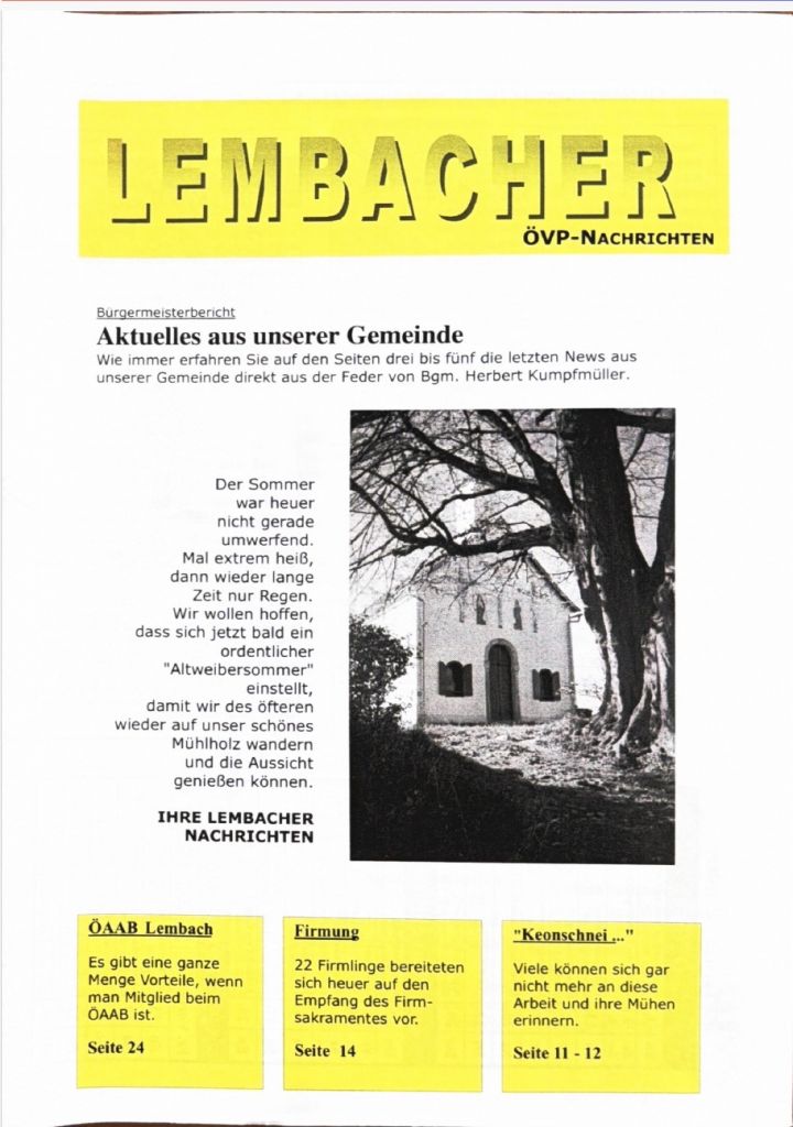 Gemeindezeitung Lembach Oktober 1998